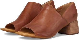 Born Mens Born Sher Sandals Brown Leather Square Toe Block Heel HAWK318
