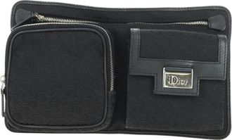 Dior Vintage Street Chic Belt Diorissimo Canvas Black Canvas Handbag (Pre-Owned)