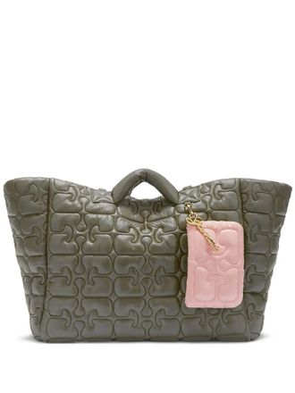 Ganni XXL Re-Tech logo-quilted tote bag - women - Recycled Polyamide/Recycled Polyester - OS - Green