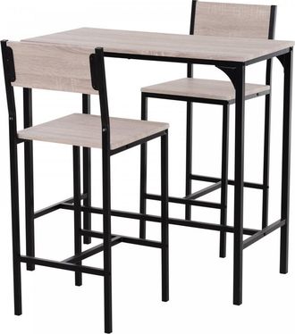 HOMCOM Metal Frame MDF Top Table & Bar Stool Set Black - Home Living | TJ Hughes