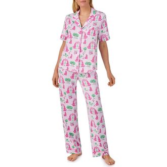 Room Service PJs Piped Print Pajamas in Blush at Nordstrom, Size X-Large