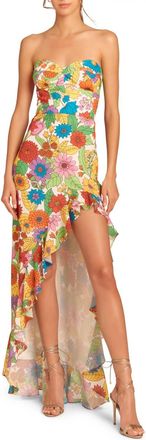 Amanda Uprichard Eden Floral Ruffle High-Low Gown In Multi
