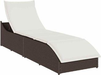 vidaXL Vidaxl - Tumbona Plegable Con Coj&iacute;n Y Espacio Marr&oacute;n Rat&aacute;n Sint&eacute;tico