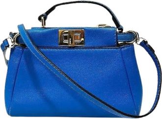 Fendi Pre-owned Cross Body Bags, female, Blue, Size: ONE SIZE Pre-owned Micro Peekaboo Leather 2way Bag