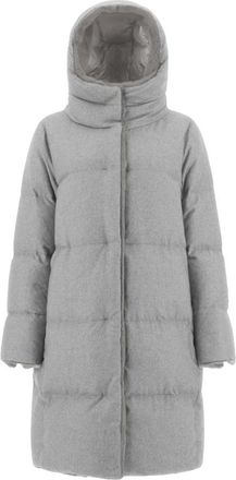Herno Gewatteerde jas met capuchon - Dames - Dons jassen - Grijs - XL - Leer - Jassen