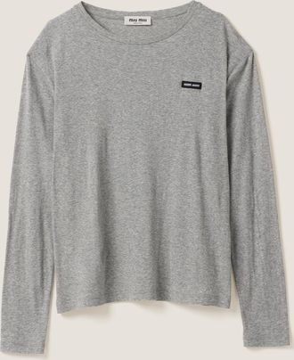 Miu Miu Long-sleeved ribbed jersey T-shirt