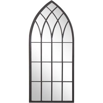 Beliani Espejo De Pared De Metal Negro 50 X 115 Cm Efecto Envejecido Forma De Ventana Vintage Cassel