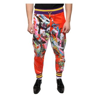 Dolce & Gabbana Sweatpants, male, Multicolor, Size: S Multicolor Printed Jogger Sweatpants