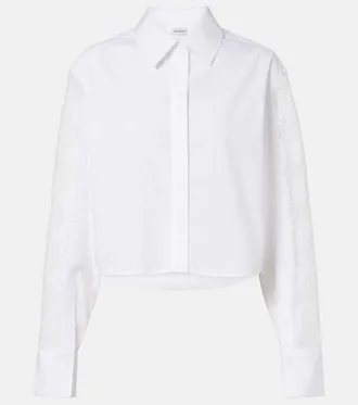 SIMKHAI Lace-trimmed cotton poplin shirt