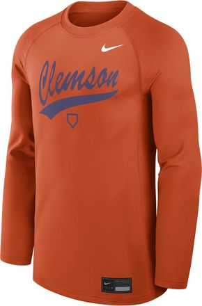 Nike Clemson Dugout Game Time Nike Mens Dri-FIT College Long-Sleeve T-Shirt in Orange | 013D89MCLN-NHU
