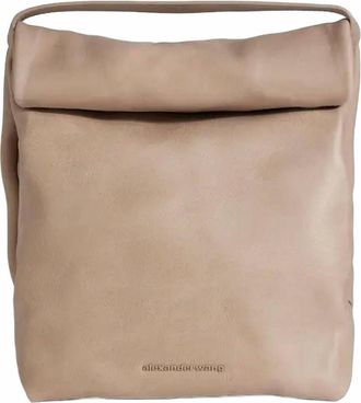 Alexander Wang Womens Waxed Leather Lunch Tote Bag In Mushroom