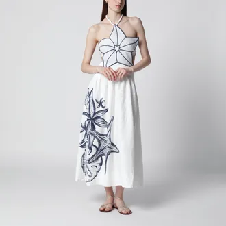 Farm Rio Coast Stars printed linen midi dress