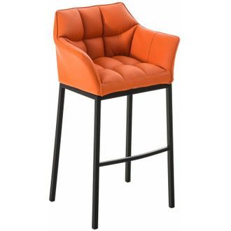 Clp Clp - Taburete De Bar Damaso Con Base De 4 Pies Naranja Negro