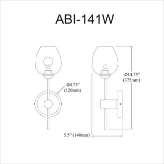 Dainolite 1LT Vanity Light, MB, Clear Glass