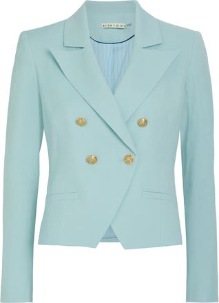 Alice & Olivia Sable Double-breasted Cropped Blazer - Blue - 6 (UK10 / S)