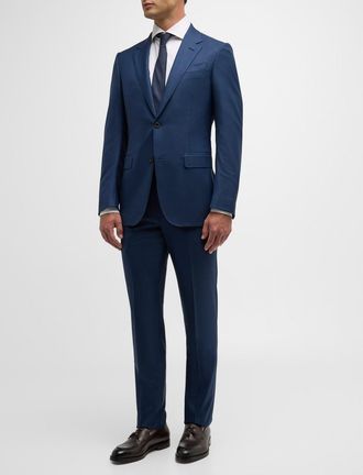 セットアップ Tagliatore Tailored Blue Suit With Classic Notch Lapel Tagliatore Blue Tailored Suit With Classic Notch Lapel | THE