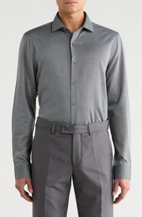 Perry Ellis Diamond Print Slim Fit Stretch Dress Shirt in Silver at Nordstrom Rack, Size 15 - 34/35