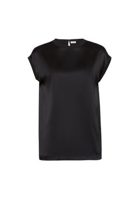 Brunello Cucinelli Satin T-shirt in Black at Nordstrom, Size Xx-Large Eu