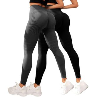 Generic 2 Pack Anti Cellulite Leggings for Women UK Cellumove 3D Compression Leggings Tummy Control High Waist Push Up Yoga Trousers Opaque Figure Sculpting B