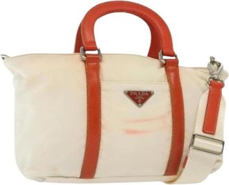 Prada Pre-owned Handbags, female, White, Size: ONE SIZE Pre-owned Vintage Nylon Handbag