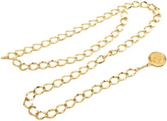 Chanel Pre-owned Ketting Riem met Medaillon Bedel - Dames - Vintage Accessoires - Geel - ONE Size - Vintage