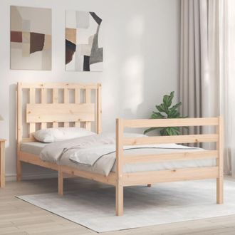 Berkfield Home Bed Frame with Headboard 90x200 cm Solid Wood in Brown