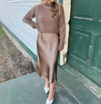 Design History Nikki Sweater Dress Set In Brown