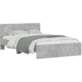 vidaXL Bed Frame with Headboard and LED Concrete Grey 140x190 cm vidaXL