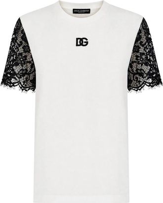 Dolce & Gabbana Logo T-shirt - Dames - T-shirts - Wit - S - Katoen - Tops