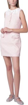 Self Portrait Boucle Kantkraag Mini Jurk - Dames - Korte kleedjes - Roze - 2XS - Wol - Kleedjes