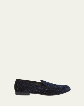 Giorgio Armani Mens Velvet and Crystal Venetian Loafers