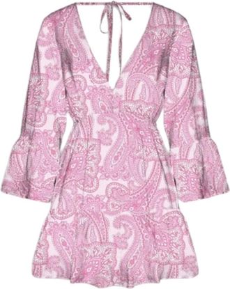 MC2 Saint Barth Korte Damesjurk in Kasjmierprint - Dames - Korte kleedjes - Roze - M - Kasjmier - Kleedjes