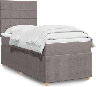 vidaXL Cama Box Spring Con Colch&oacute;n Tela Gris Taupe 90x190 Cm Vidaxl