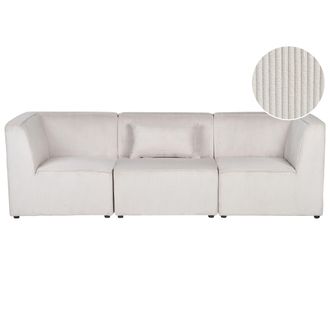 Beliani Sof&aacute; Modular 3 Plazas Pana Dos Piezas Seccionales Esquina Moderno Beige Lemvig