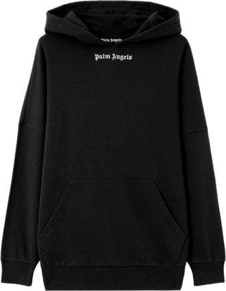 Palm Angels Oversized Black Hoodie With Iconic Logo Prints