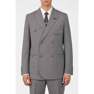 Dior MenS Light Grey Double Breasted Blazer, Size 56R