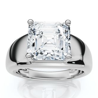 Pompeii3 Certified 3Ct Asscher Cut Solitaire Cigar Band 14k Gold or Platinum Lab Grown