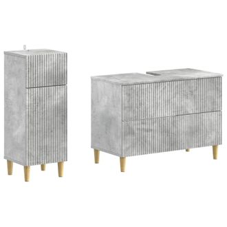 vidaXL Juego De Gabinete De Ba&ntilde;o De 2 Piezas Arnhem Gris Hormig&oacute;n Vidaxl