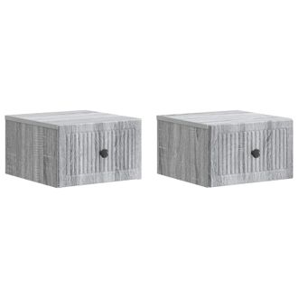 vidaXL Mesita De Noche De Pared 2 Pcs Gris Sonoma 33 X 34,5 X 20 Cm Vidaxl
