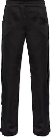 Off-white Satijnen broek met logo-opdruk - Dames - Straight fit broeken - Zwart - M - Satijn - Broeken