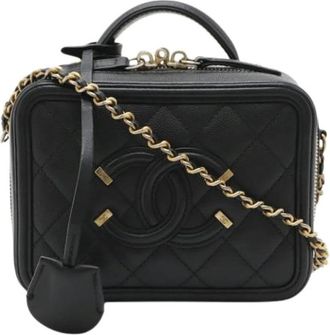 Chanel Pre-owned Vintage Vanity Bag - Dames - Vintage Schoudertas - Zwart - ONE Size - Leer - Vintage