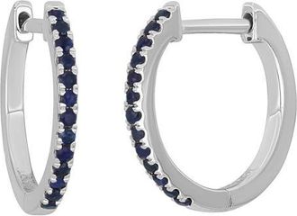 Bony Levy El Mar Sapphire Huggie Hoop Earrings in 18K White Gold/Sapphire at Nordstrom