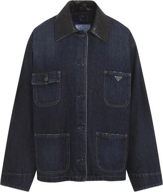 Prada Jassen, Dames, Blauw, XS, Denim, Bleu Denim Jas