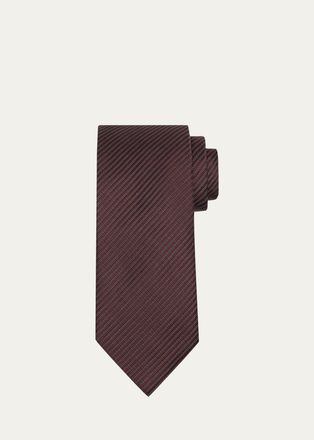 Ermenegildo Zegna Mens Micro-Jacquard Stripe Silk Tie
