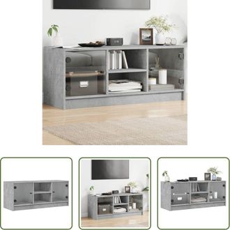 vidaXL Armadio TV - Mobile Porta TV con Ante in Vetro Grigio Cemento 102x37x42 cm