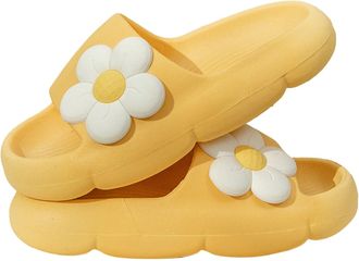 Generic Xmiral New Summer Slippers Flower Solid Color Unisex Soft Soled Comfortable Lightweight Slippers Girls Slippers Size 12 (Yellow, 12 Little Child)