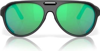 Costa Grand Catalina 59mm Polarized Mirrored Aviator Sunglasses in Black /Green Mirror 580G at Nordstrom