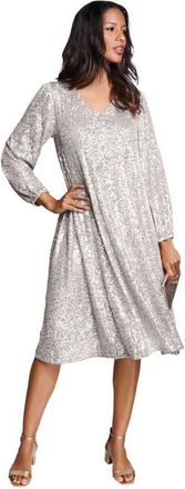 Roaman's Sequin Swing Dress in Silver Shimmer at Nordstrom, Size 16