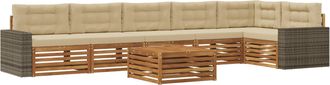 vidaXL Conjunto De Sof&aacute;s De Exterior 7 Uds. Natural Y Beige Poli&eacute;ster Vidaxl