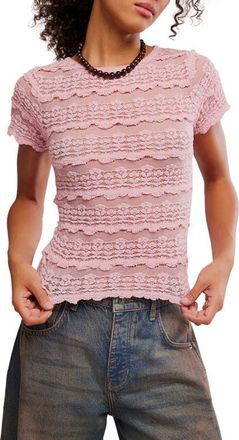 Free People Angelina Mixed Lace Top in Blushing Coral at Nordstrom, Size X-Small